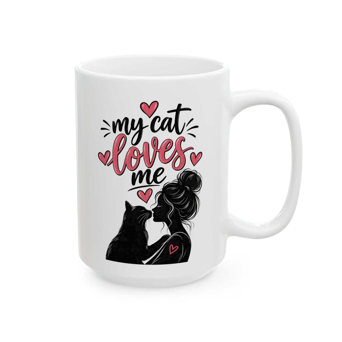 Love You Mom Mug — Black Mom Silhouette Ceramic Coffee Cup (15oz)