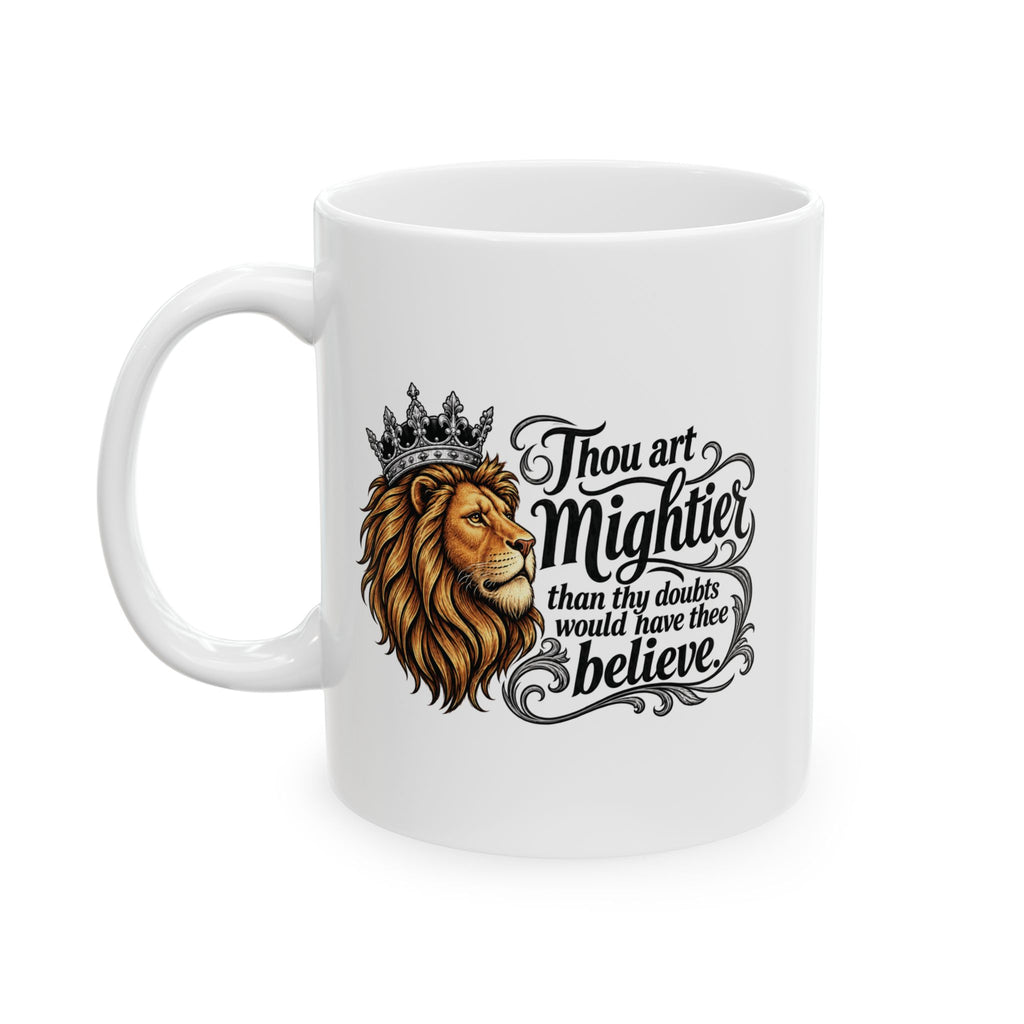 Lion Crown Ceramic Mug — Inspirational 'Be Your Own King/Queen' Coffee Cup (11oz, 15oz)