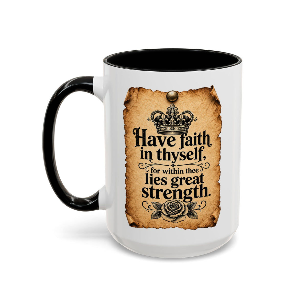 Inspirational Accent Coffee Mug — "You Are Stronger Than You Think" (15oz)