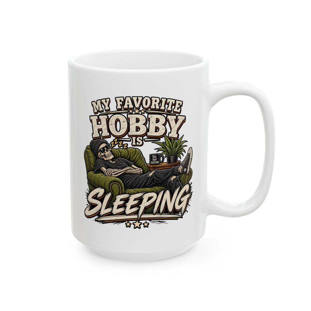 Sleeping Ceramic Mug — Motivational Coffee Cup (15oz)
