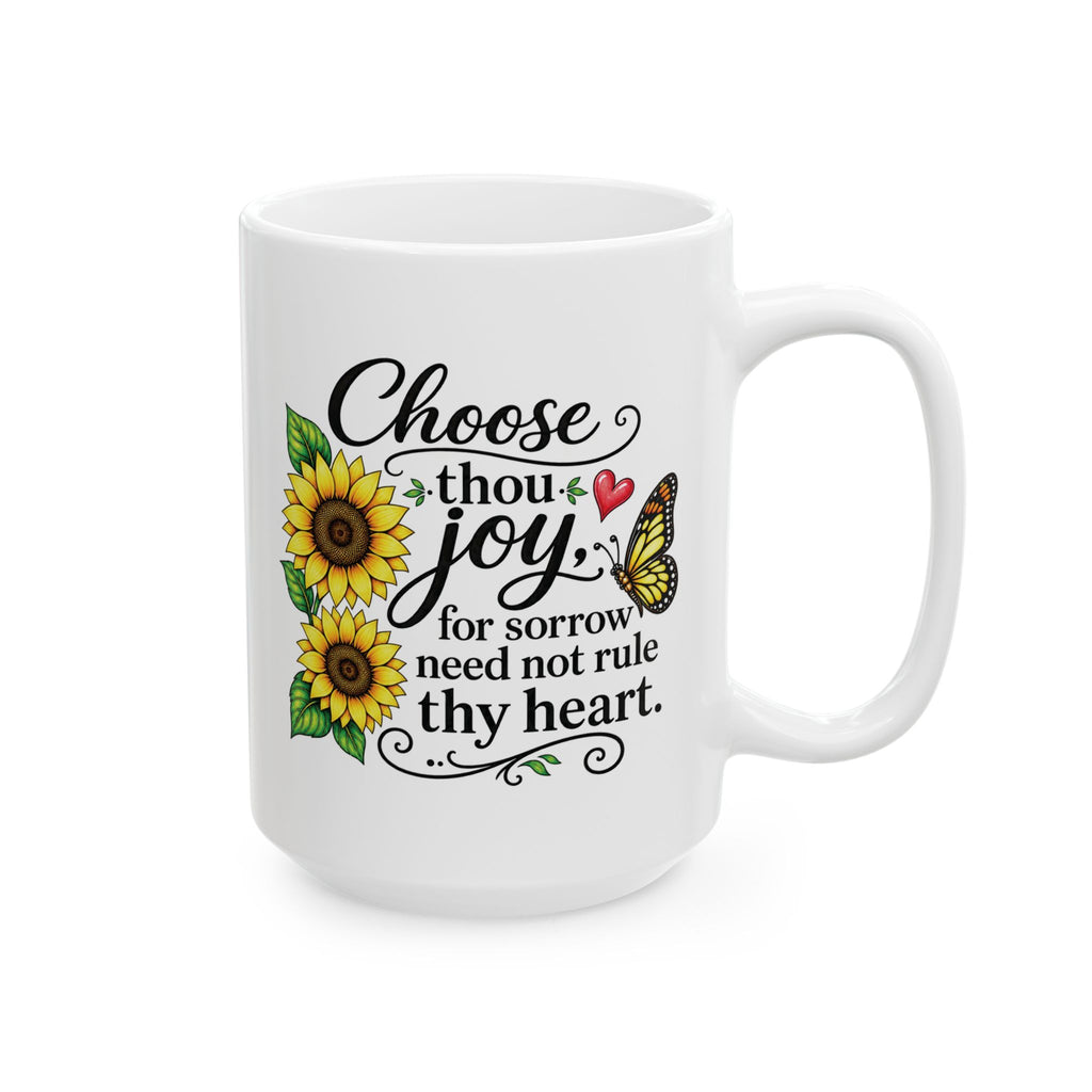 Sunflower & Butterfly Ceramic Mug — Inspirational Quote Coffee Cup (15oz)