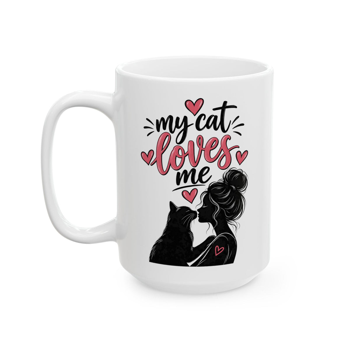 Love You Mom Mug — Black Mom Silhouette Ceramic Coffee Cup (15oz)