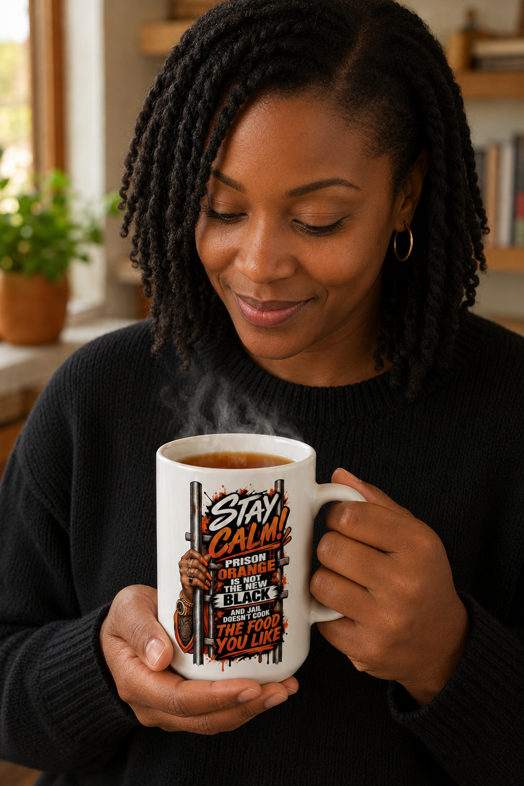 Stay Calm Prison  — Vintage Floral Skull Illustration Coffee Cup (15oz)